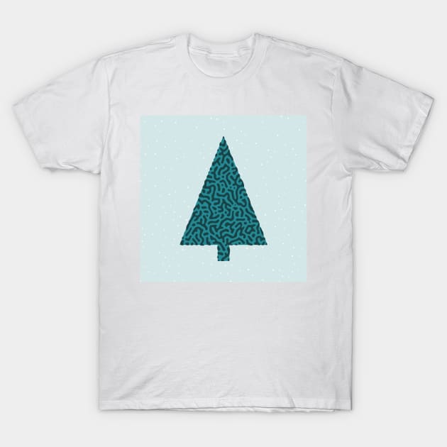 Turing Pattern Christmas Tree (Green) T-Shirt by John Uttley